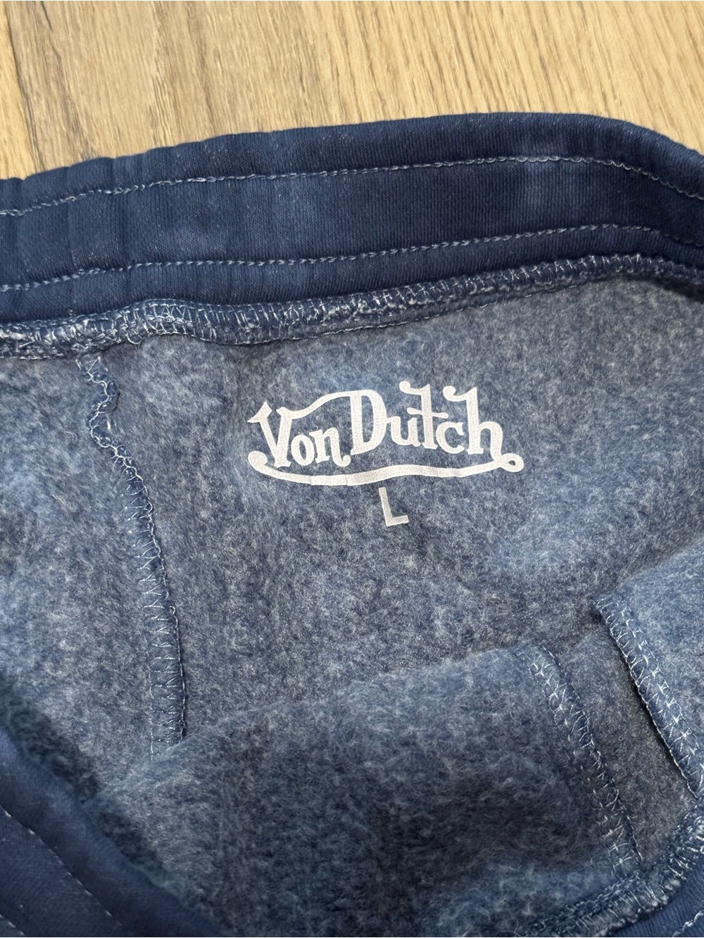 NEW Von Dutch Navy Tie-Dye Shorts with Orange Logo - Picture 3 of 3